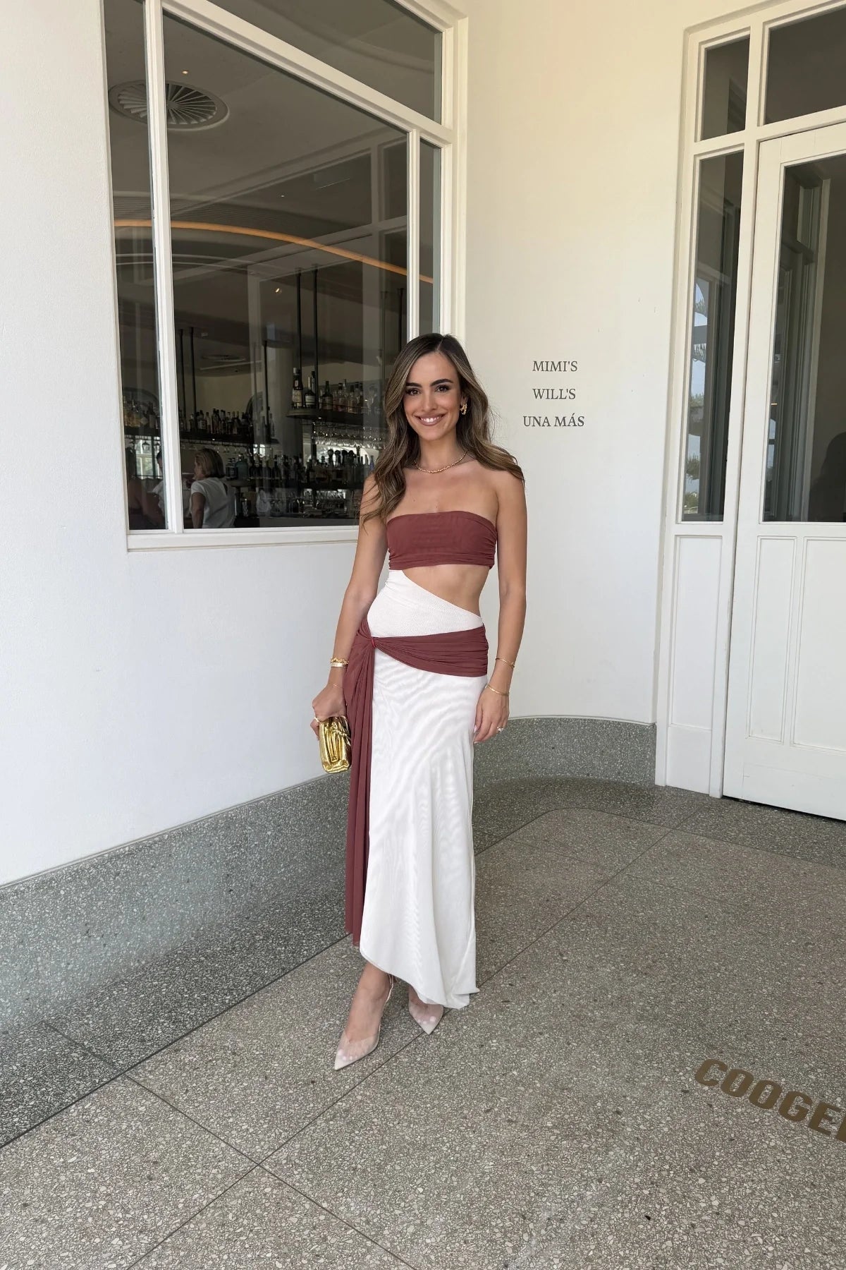 Bec + Bridge Ayla Strapless Dress in Rust