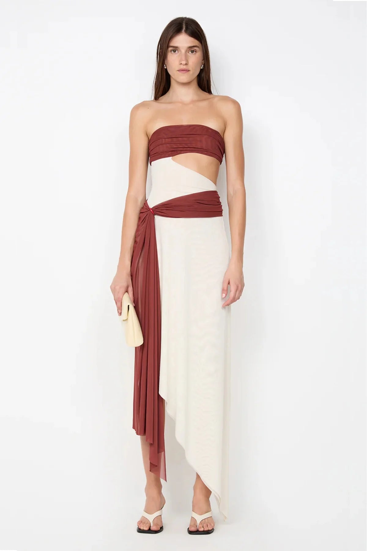 Bec + Bridge Ayla Strapless Dress in Rust